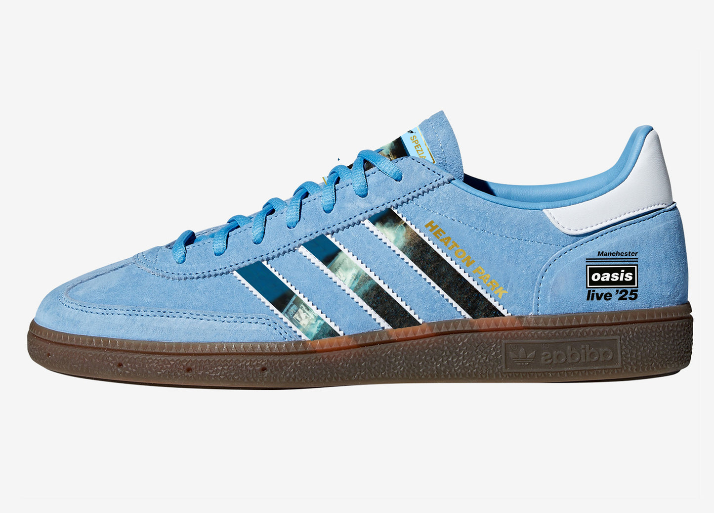 Limited edition Oasis Live 25 Heaton Park Adidas custom Blue / white Handball Spezial trainers / sneakers