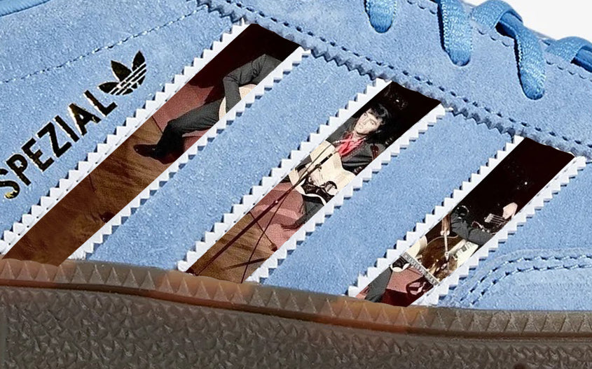 Limited edition Elvis Presley blue / white suede Adidas Handball Spezial trainers / sneakers