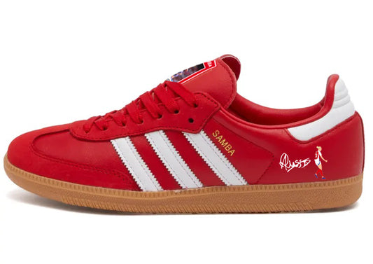 Limited edition Arsenal FC Alessio Russo Adidas red custom samba trainers / sneakers