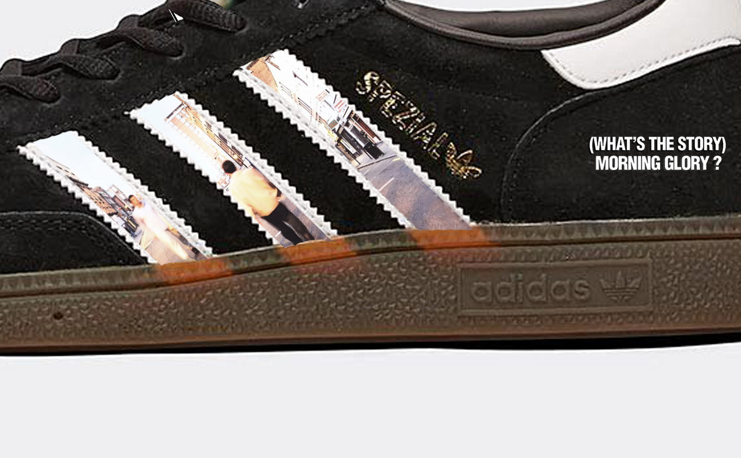 Limited edition Oasis What`s the story morning glory black / white Adidas custom Handball Spezial trainers / sneakers