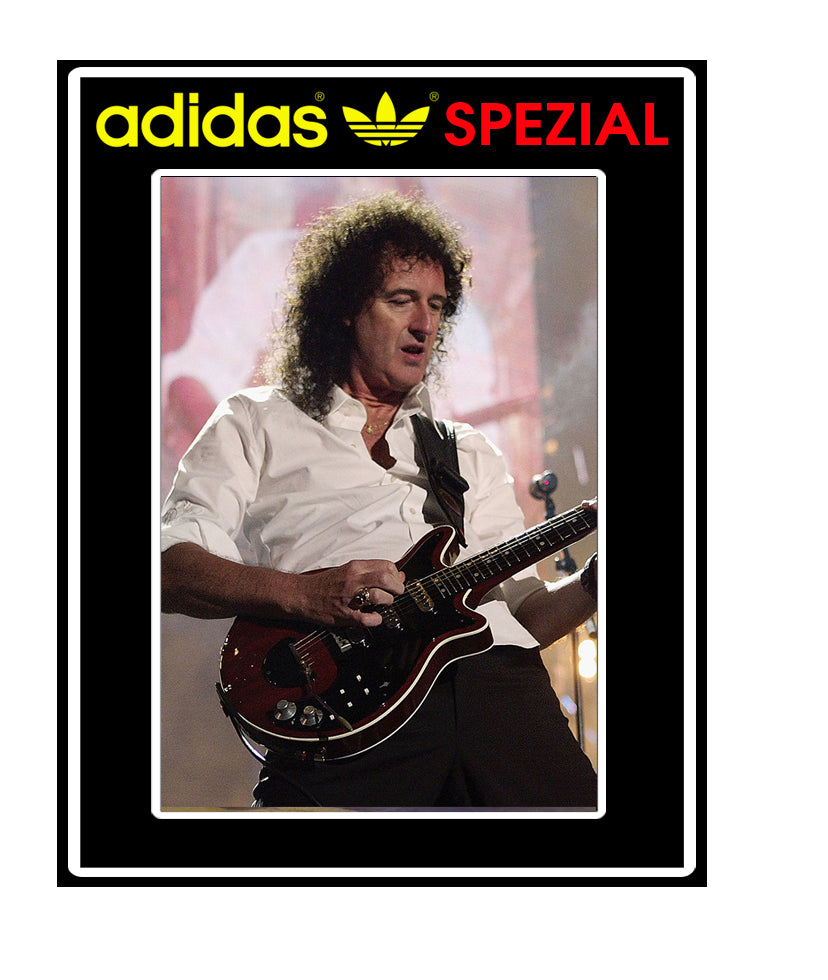 Limited edition Queen Freddie Mercury / Brian May inspired Black Adidas custom Spezial trainers / sneakers