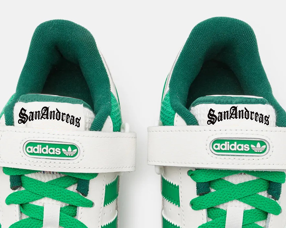Limited edition GTA San Andreas Green / White Adidas custom Rivalry low trainers / sneakers