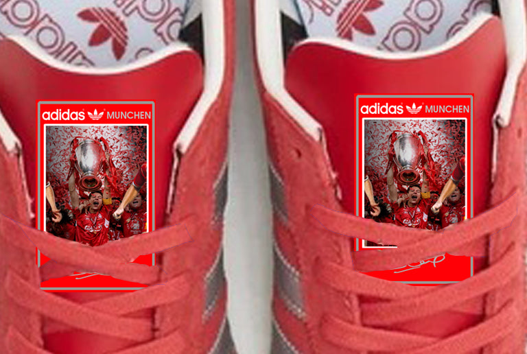 Limited edition Liverpool FC Steven Gerrard Istanbul `05 Adidas Munchen red custom trainers / sneakers