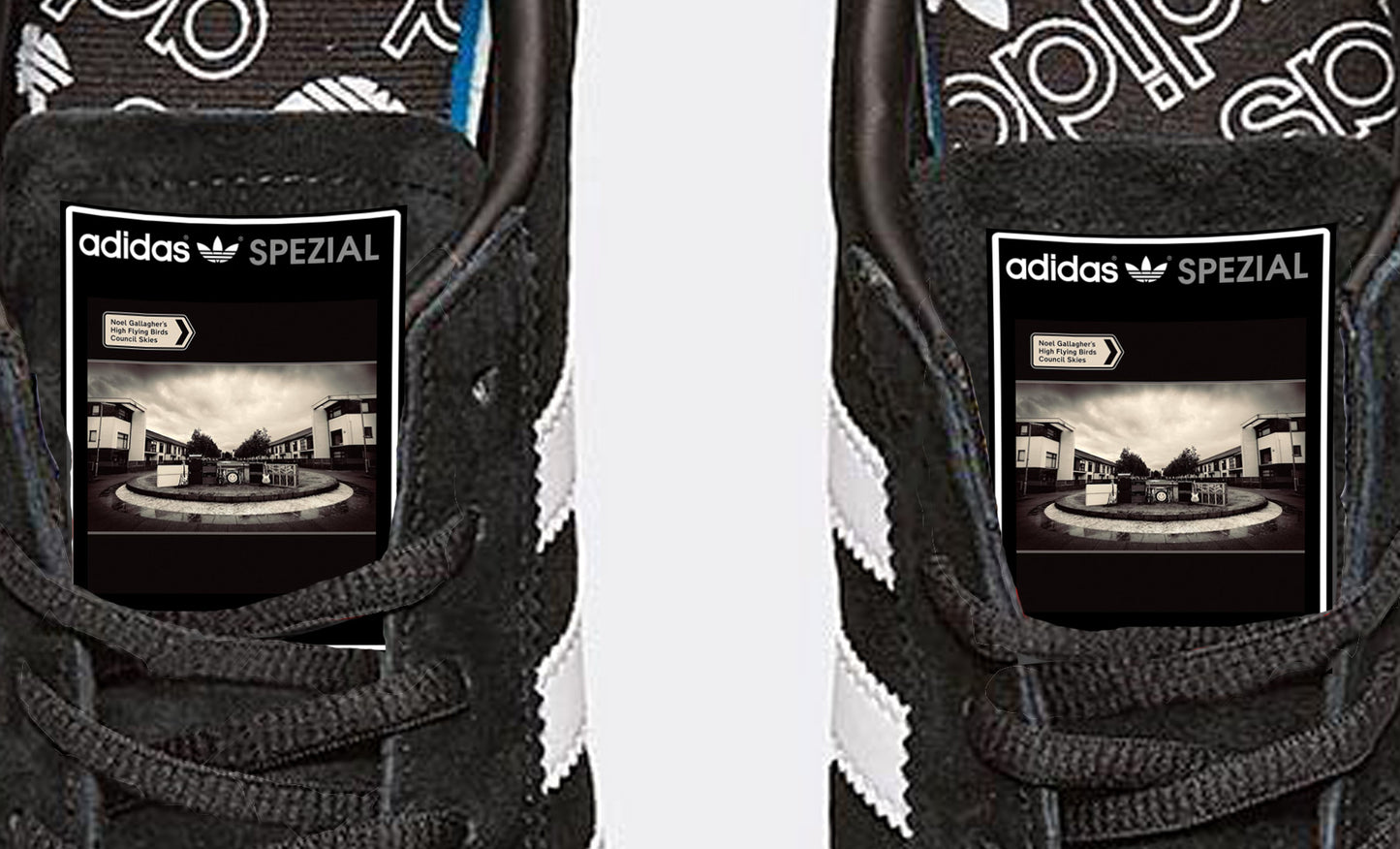 Limited edition Noel Gallagher Council Skies Adidas custom Black / white Handball Spezial trainers / sneakers
