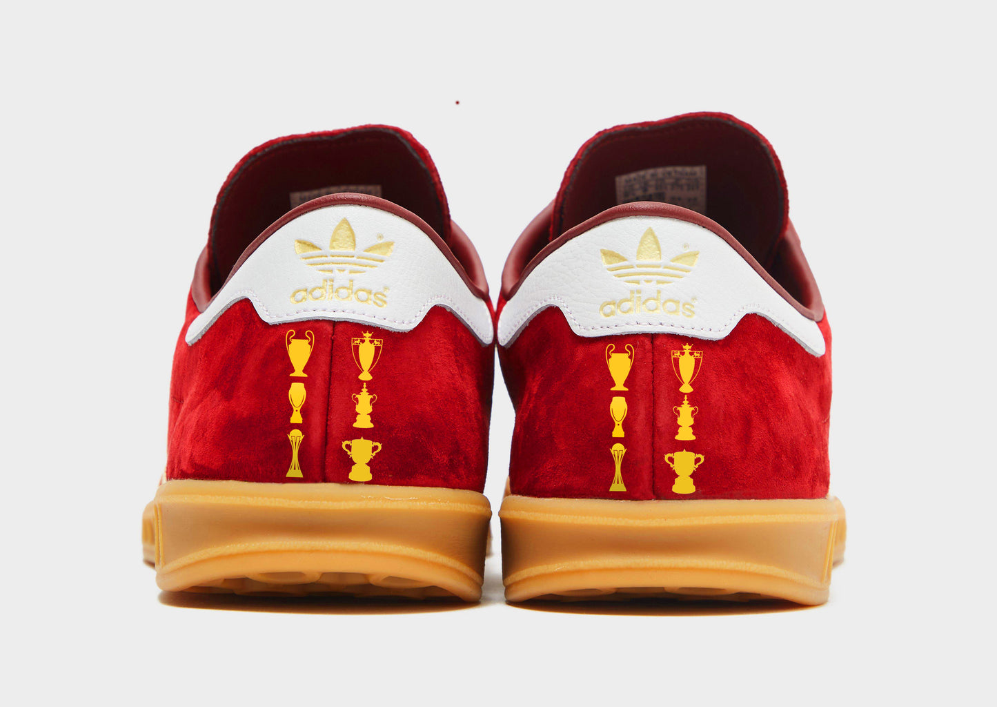 Limited edition Liverpool FC Jurgen Klopp 6 trophies inspired red / white Adidas custom Hamburg trainers / sneakers