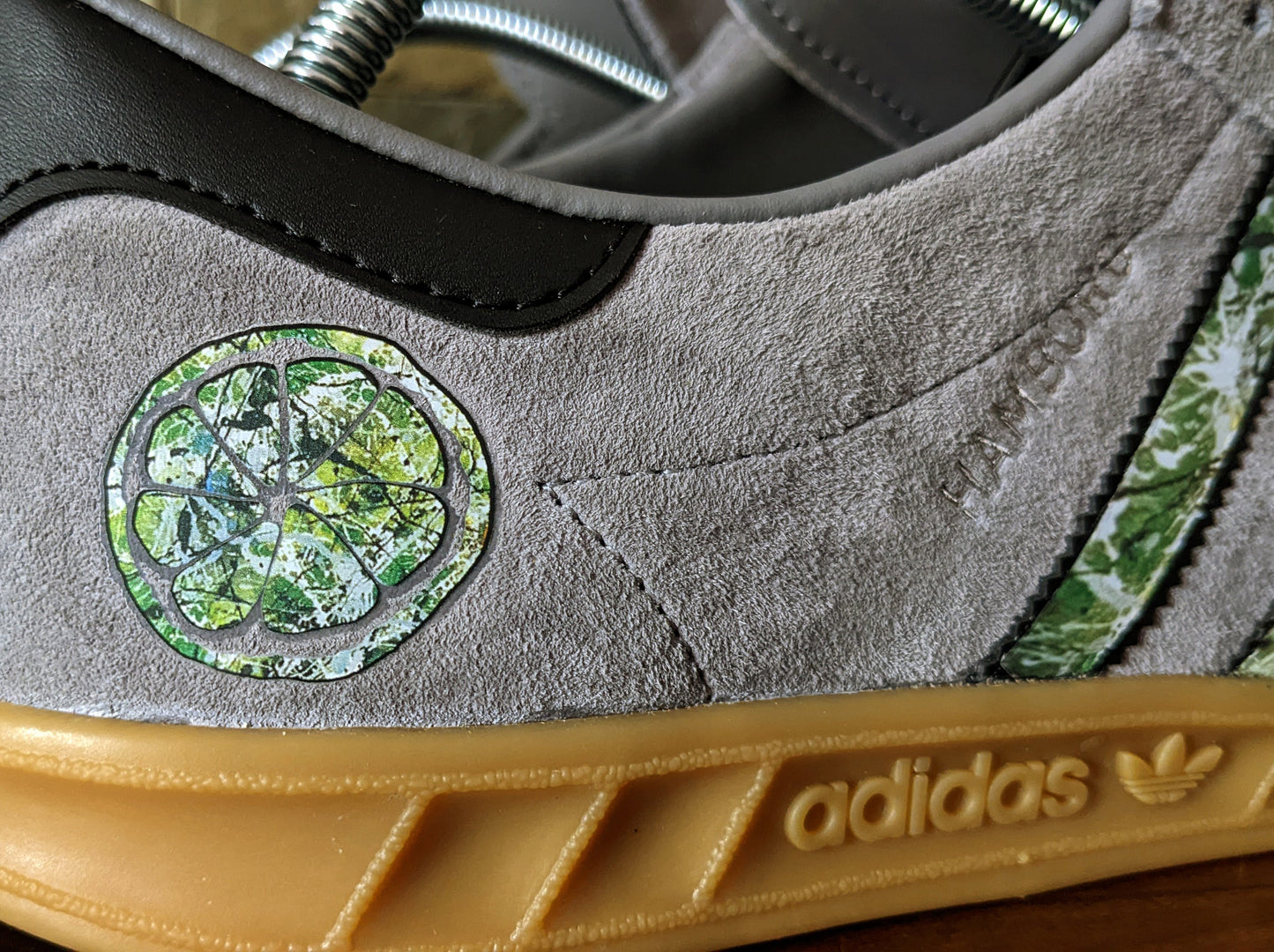 Limited edition The Stone Roses album grey / black Adidas custom Hamburg trainers / sneakers