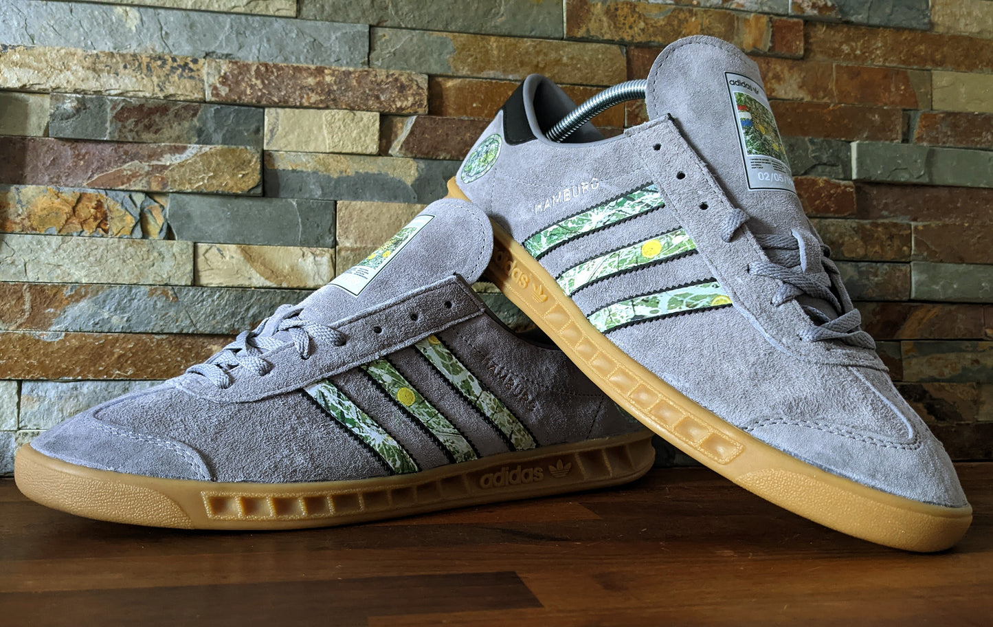 Limited edition The Stone Roses album grey / black Adidas custom Hamburg trainers / sneakers
