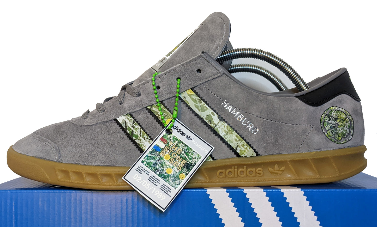 Limited edition The Stone Roses album grey / black Adidas custom Hamburg trainers / sneakers