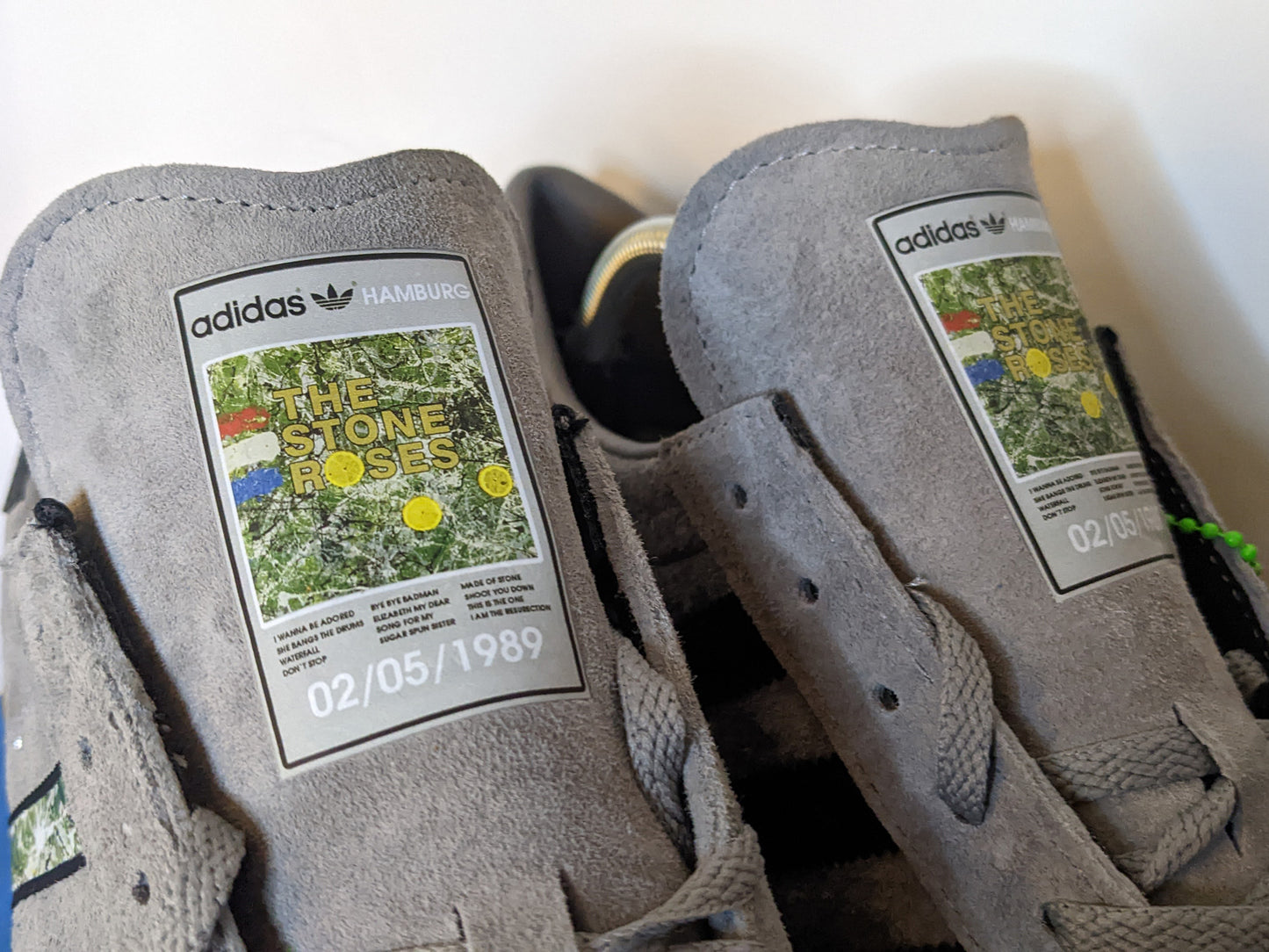 Limited edition The Stone Roses album grey / black Adidas custom Hamburg trainers / sneakers