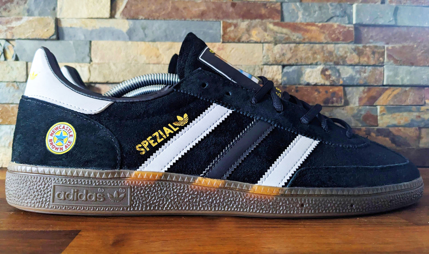 Limited edition retro Newcastle Tino Asprilia inspired Black /White/  Adidas custom Handball Spezial trainers / sneakers