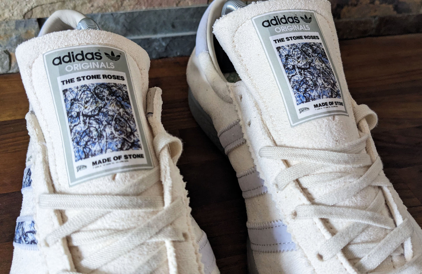 Limited edition The Stone Roses Made of Stone Custom Adidas originals off white / grey trainers / sneakers
