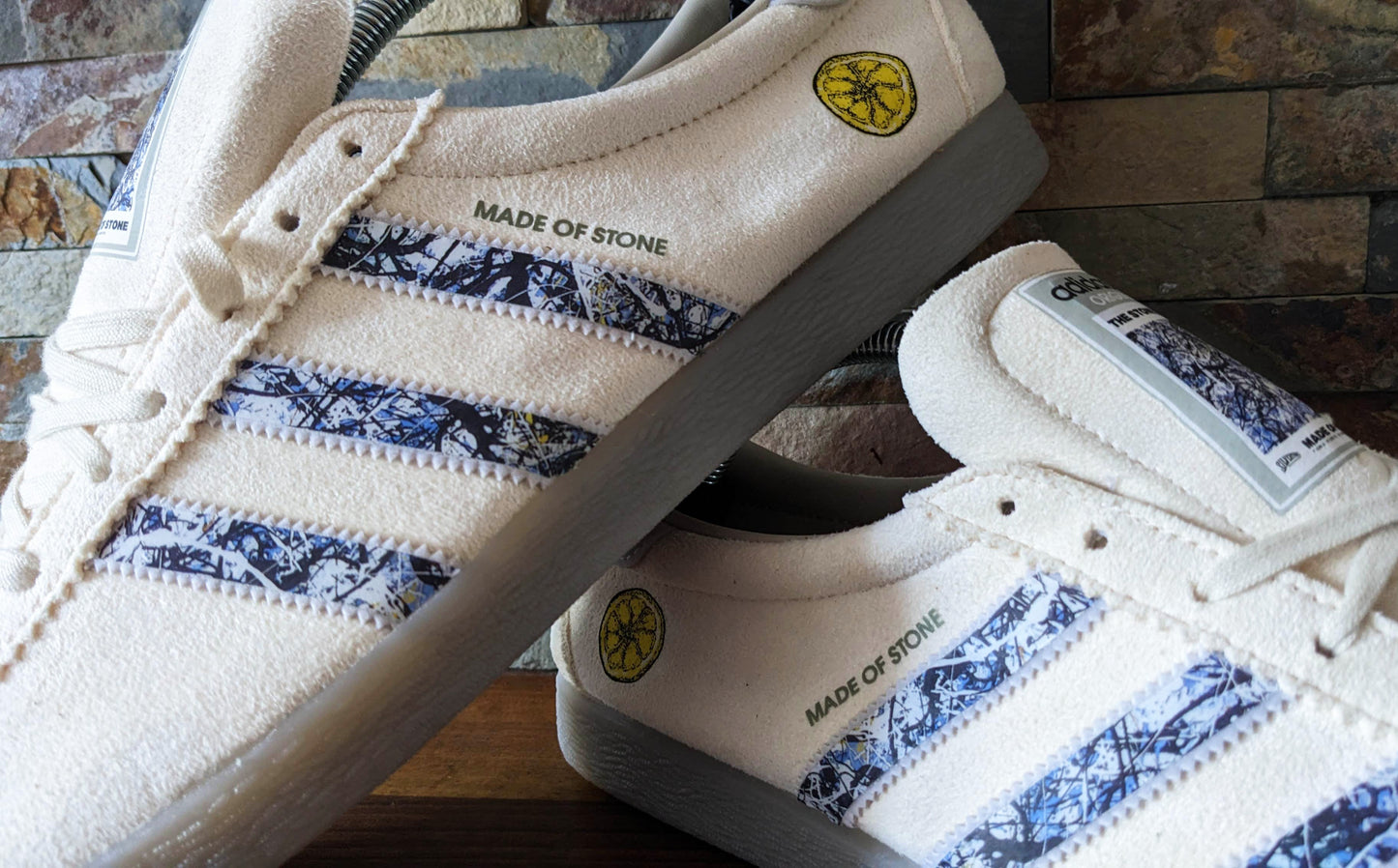 Limited edition The Stone Roses Made of Stone Custom Adidas originals off white / grey trainers / sneakers