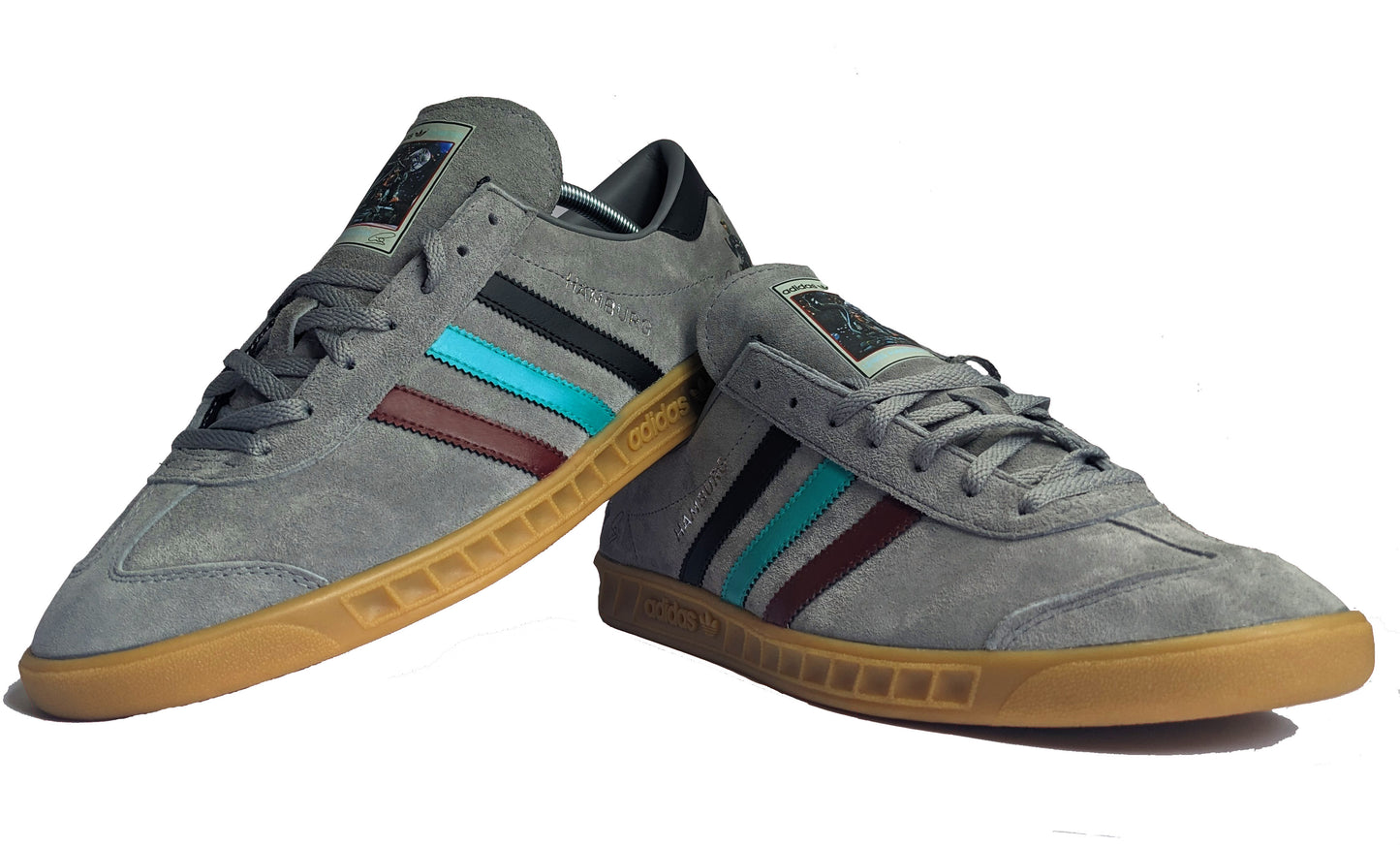 Limited edition F1 Lewis Hamilton grey / black Adidas custom Hamburg trainers / sneakers