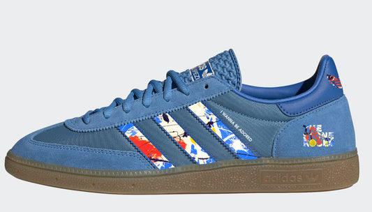 Limited edition The Stone Roses I wanna be adored custom adidas originals blue Handball spezial trainers / sneakers