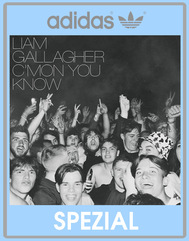 Limited edition Liam Gallagher C`mon you know blue / white suede Adidas Handball Spezial trainers / sneakers