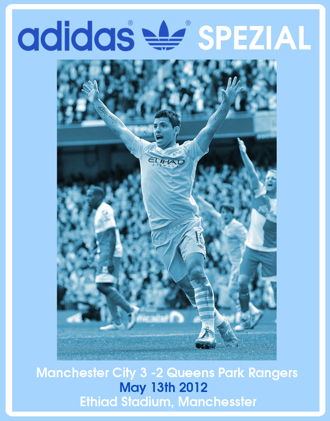 Limited edition Manchester City Sergio Aguero inspired Blue /White/ Adidas Handball Spezial trainers / sneakers
