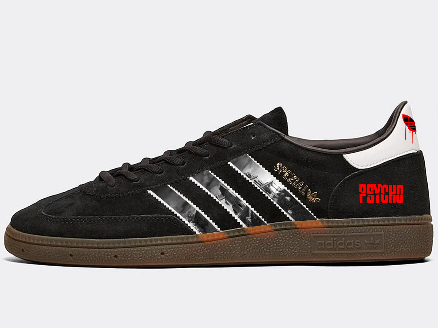 Limited edition Hitchcock`s Psycho movie Black / White / red Adidas Handball Spezial trainers / sneakers