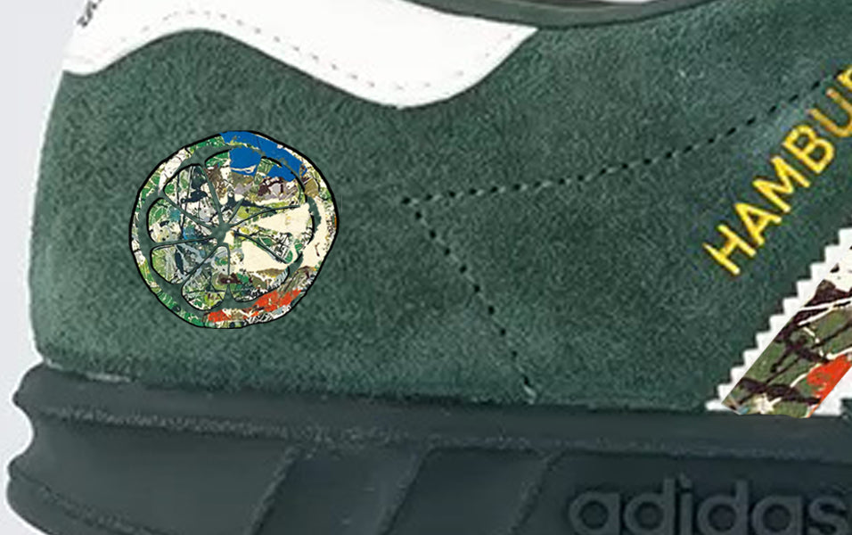 Limited edition The Stone Roses I am the resurrection adidas originals Dark Green / white Hamburg custom trainers / sneakers