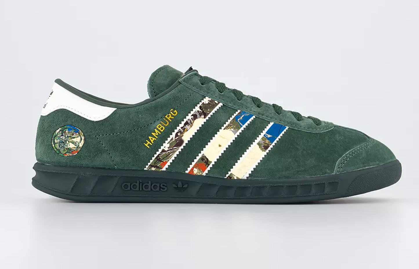Limited edition The Stone Roses I am the resurrection adidas originals Dark Green / white Hamburg custom trainers / sneakers