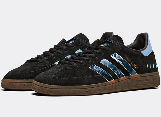 Limited edition Ridley Scotts Aliens inspired black / light blue Adidas Handball Spezial trainers / sneakers