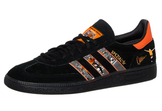 Limited edition Hull City FC Dean Windass inspired black / orange suede Adidas Handball Spezial trainers / sneakers