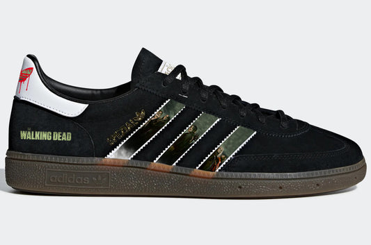 Limited edition The Walking dead inspired black / white Adidas Handball Spezial trainers / sneakers
