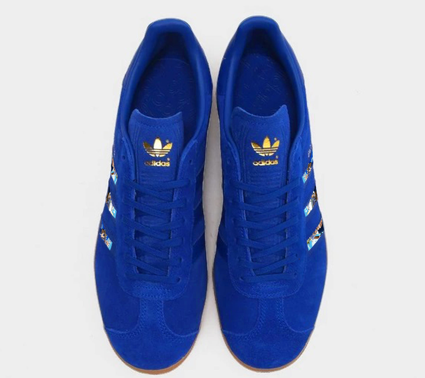 Limited edition Leicester City Champions 2016 inspired Blue / Gold Adidas custom Gazelle trainers / sneakers