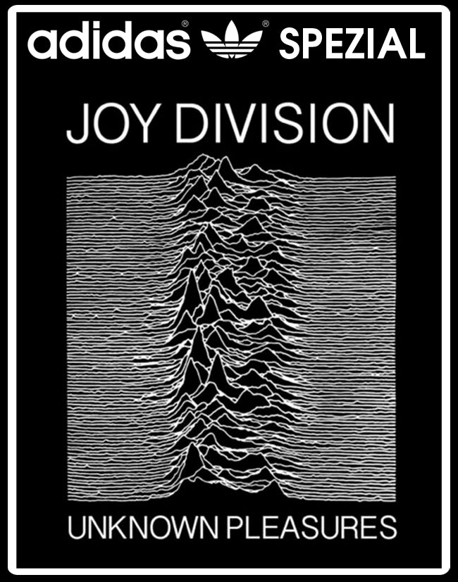 Limited edition Joy Division Unknown Pleasures black / white Adidas custom Handball Spezial trainers / sneakers