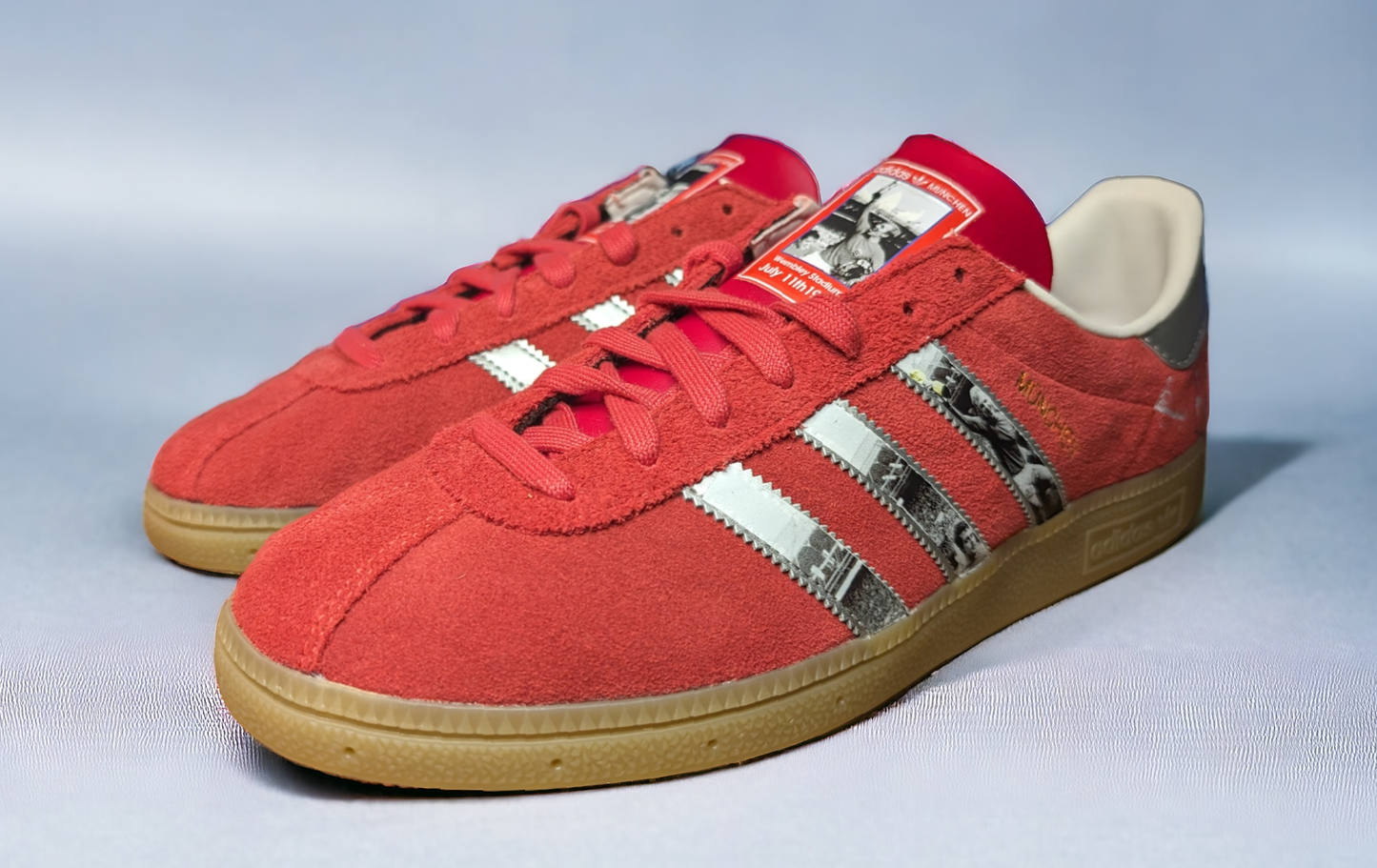 Limited edition England `66 world cup winners inspired red / white Adidas custom Munchen trainers / sneakers