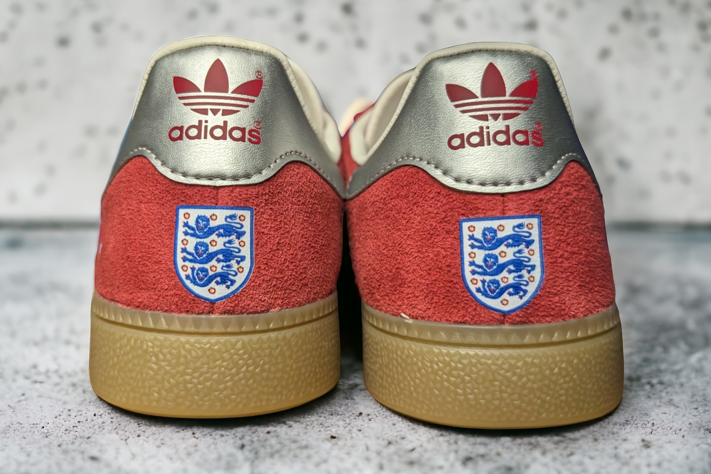 Limited edition England `66 world cup winners inspired red / white Adidas custom Munchen trainers / sneakers