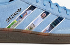 Limited edition Manchester City Pep Guardiola inspired light blue/ white Adidas custom Handball Spezial trainers / sneakers