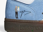 Limited edition Manchester City Pep Guardiola inspired light blue/ white Adidas custom Handball Spezial trainers / sneakers