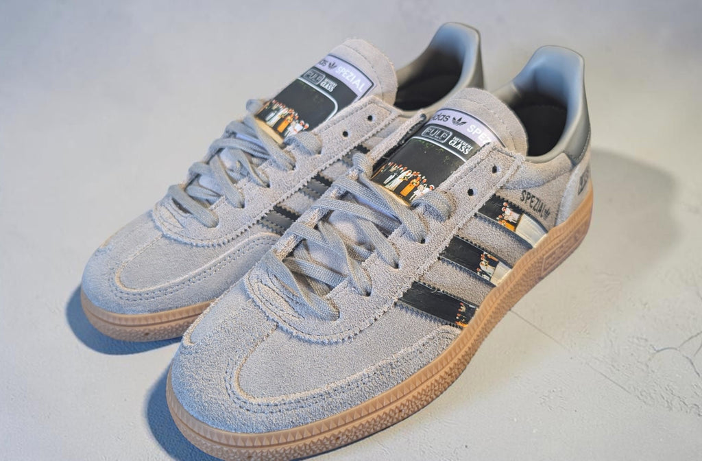 Limited edition Pulp Different Class custom grey Adidas Handball Spezial trainers / sneakers