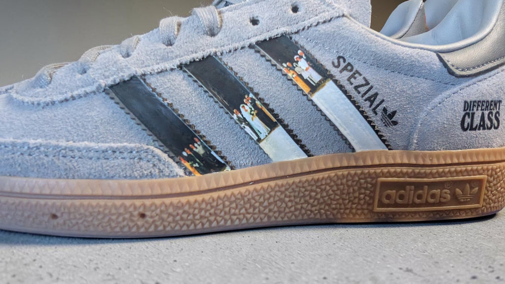 Limited edition Pulp Different Class custom grey Adidas Handball Spezial trainers / sneakers