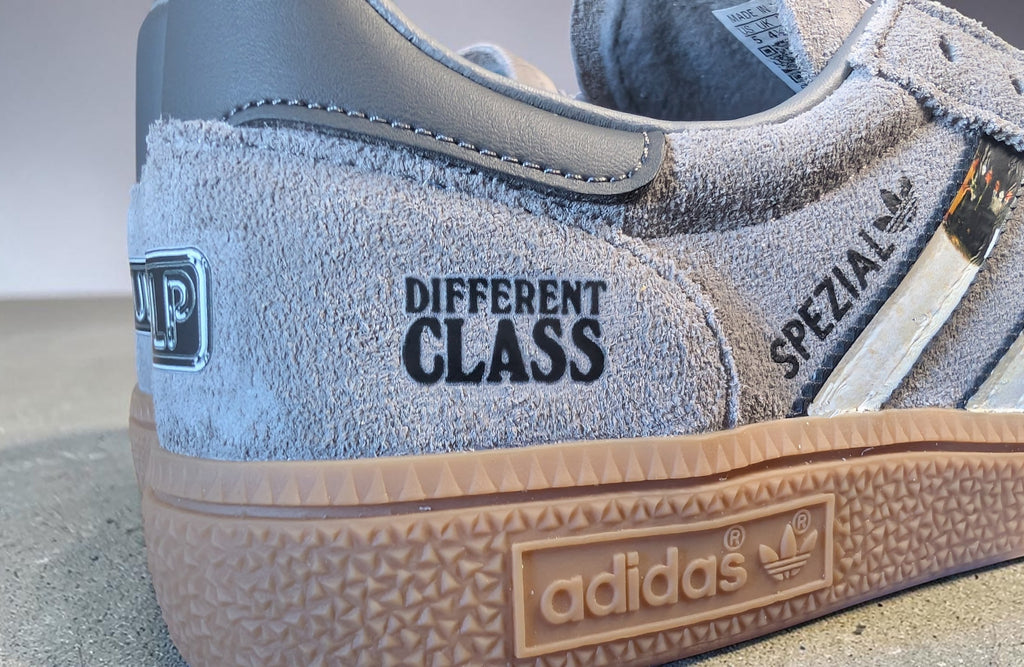 Limited edition Pulp Different Class custom grey Adidas Handball Spezial trainers / sneakers
