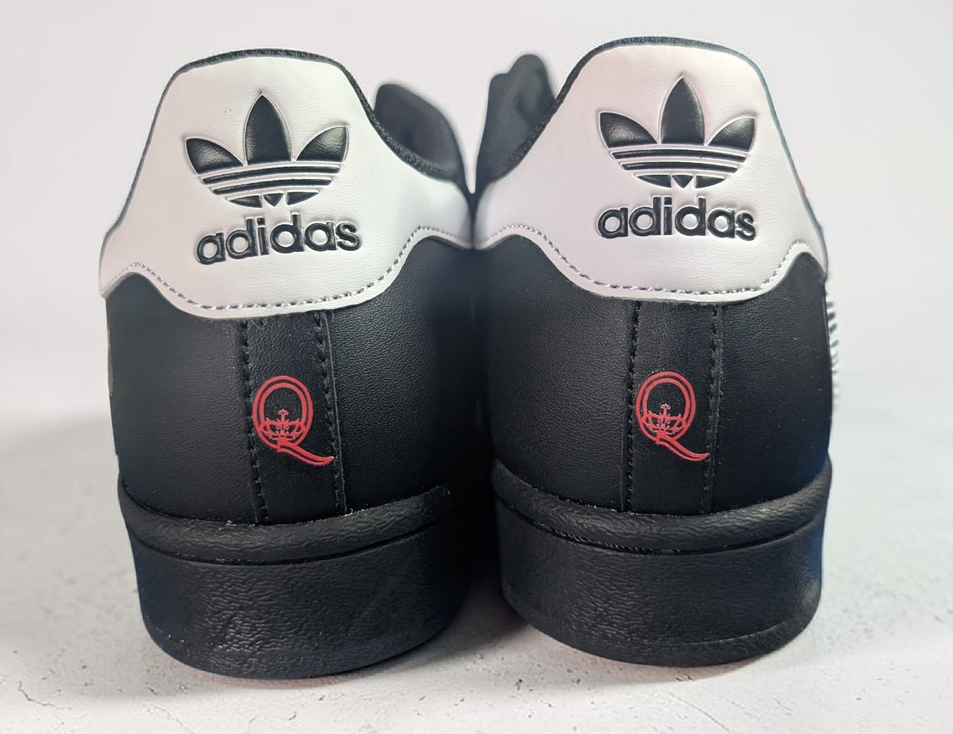 Limited edition Queen - Don`t stop me now black / white Adidas custom Superstar trainers / sneakers
