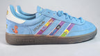 Limited edition The Freak brothers inspired Sky blue / White Adidas custom Handball Spezial trainers / sneakers