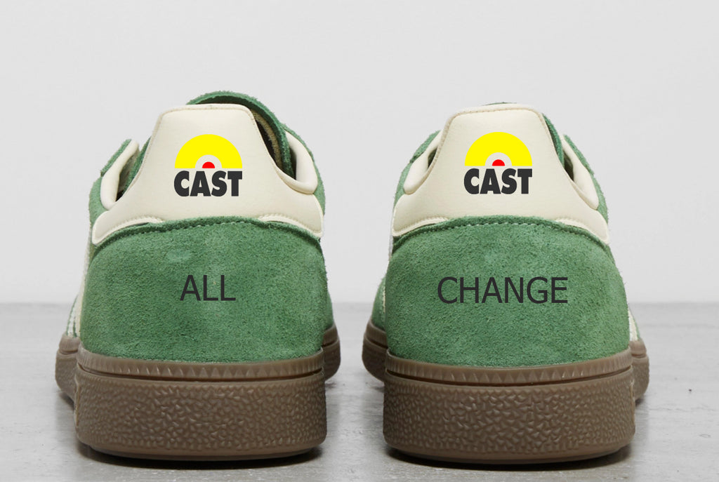 Limited edition Cast - All Change- adidas original Green / white Handball Spezial custom trainers / sneakers
