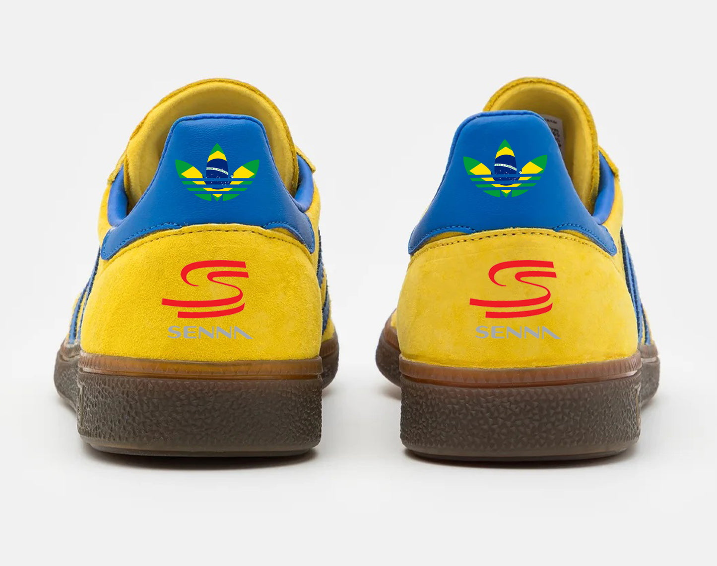 Limited edition F1 Ayrton Senna Yellow  / Green / Blue Adidas custom Handball Spezial trainers / sneakers