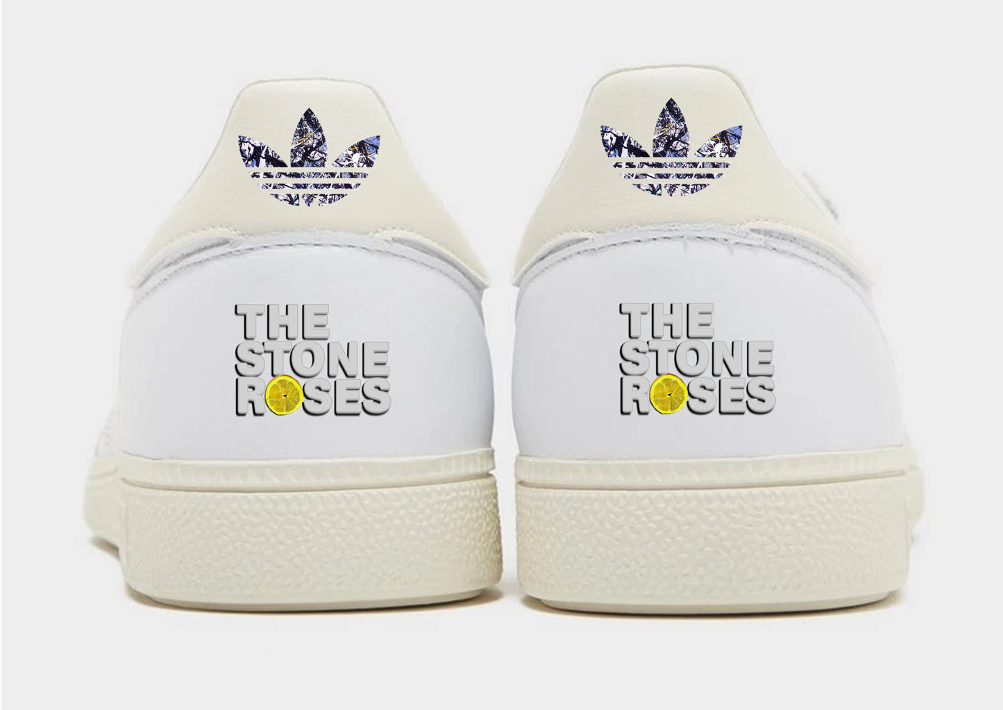 Limited edition The Stone Roses Made of Stone Custom Adidas leather Spezials off white / cream trainers / sneakers
