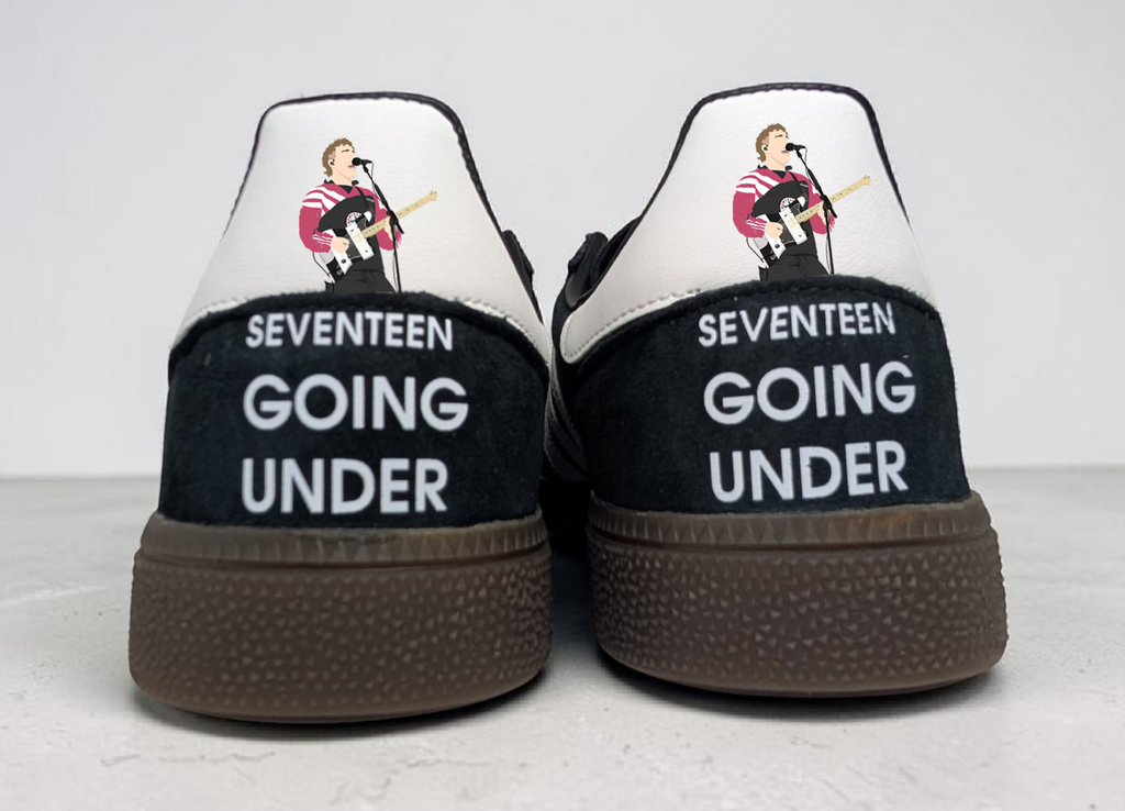 Limited edition Sam Fender black / white Adidas custom Handball Spezial trainers / sneakers