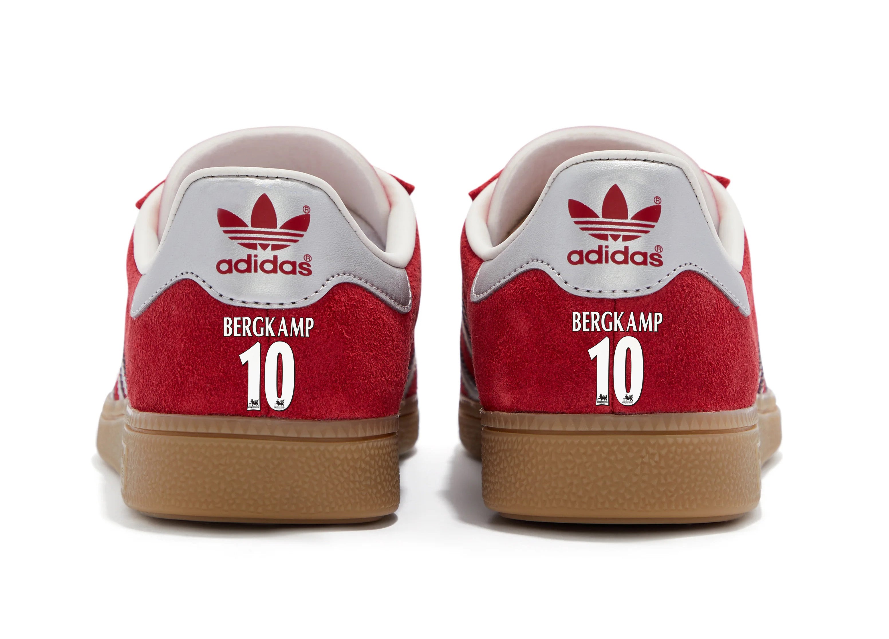 Limited edition Arsenal FC Dennis Bergkamp Adidas Munchen red custom trainers / sneakers