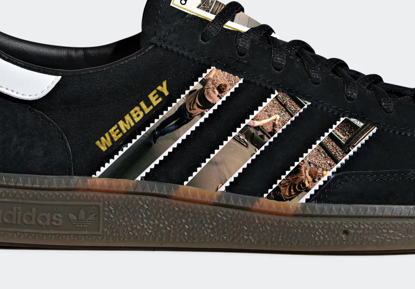 Limited edition Oasis Live 25 Wembley Adidas custom Black / white Handball Spezial trainers / sneakers