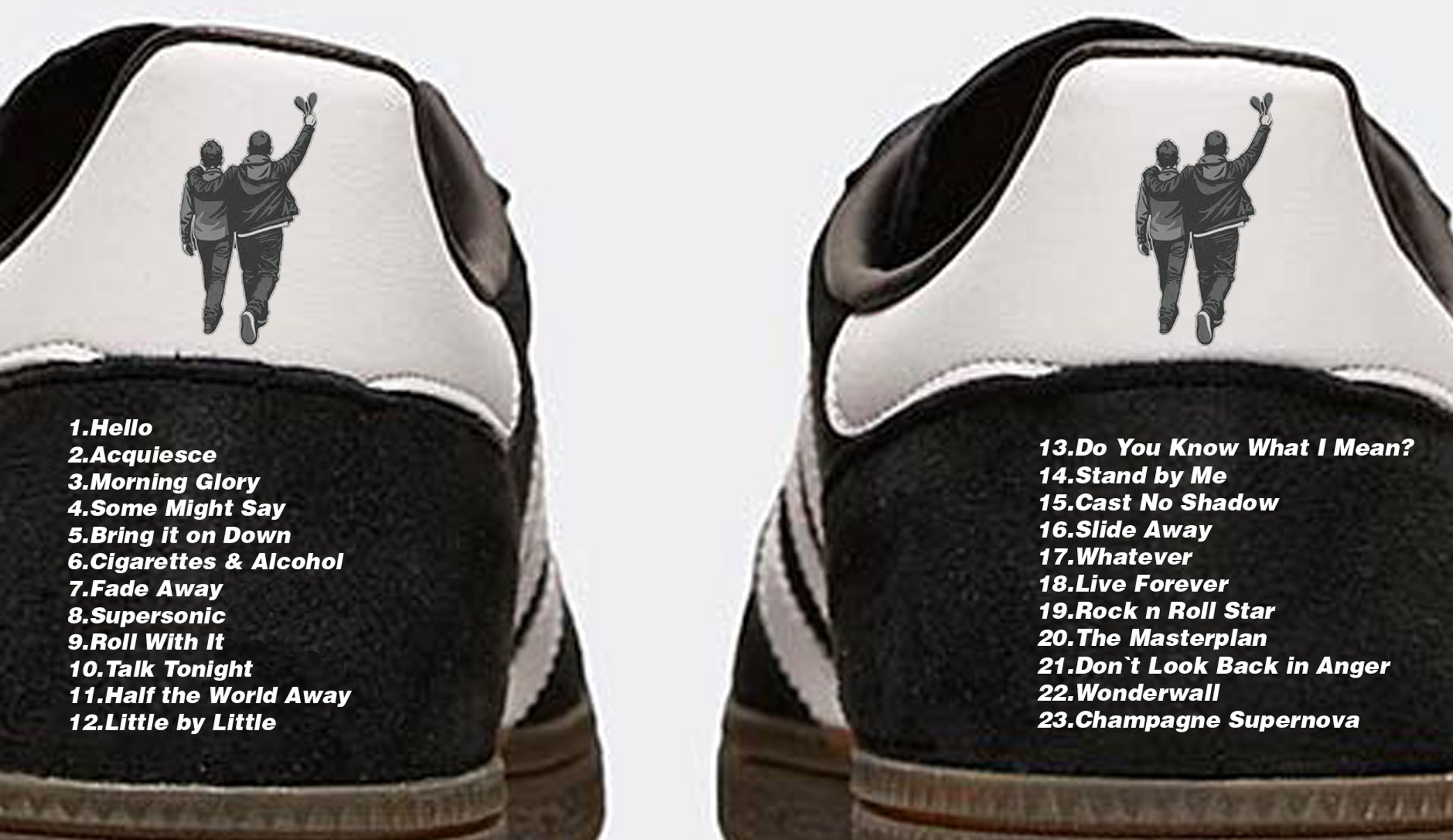 Limited edition Oasis Live 25 Heaton Park Adidas custom Black / white Handball Spezial trainers / sneakers