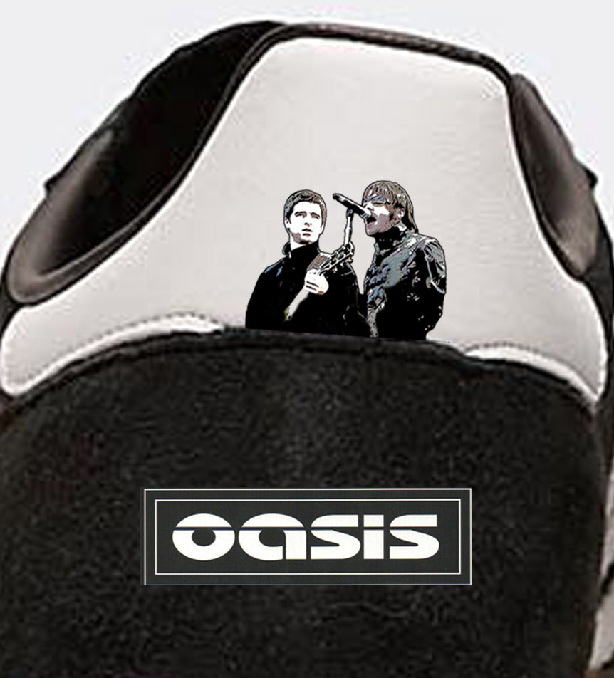 Limited edition Oasis Heathen Chemistry inspired black / white  Adidas custom Handball Spezial trainers / sneakers