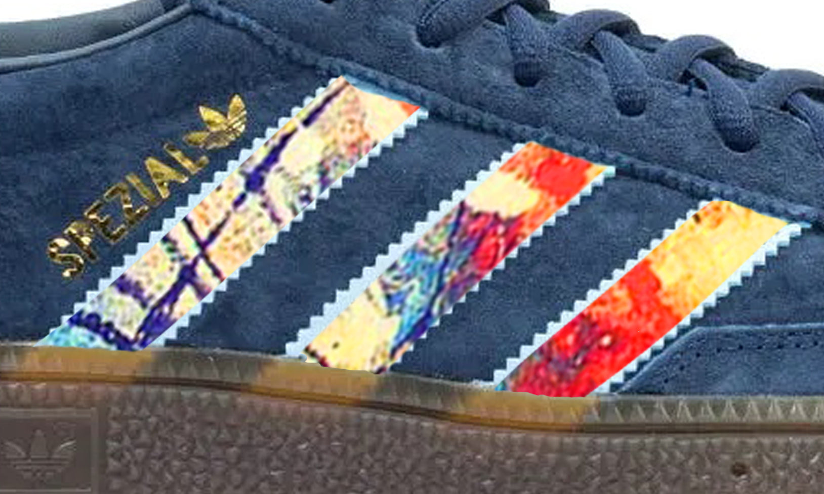 Limited edition The Stone Roses Spike Island adidas original Navy / Sky Blue Handball Spezial custom trainers / sneakers