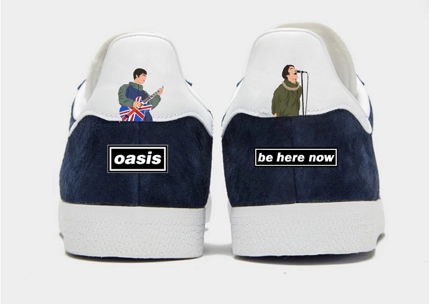 Limited edition Oasis - Be Here Now - Adidas Navy custom Gazelle trainers / sneakers