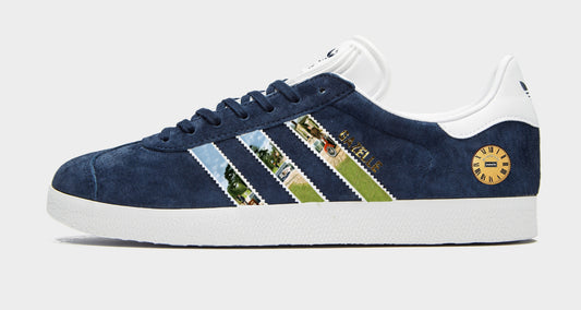 Limited edition Oasis - Be Here Now - Adidas Navy custom Gazelle trainers / sneakers