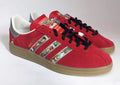 Limited edition Manchester United Treble winners inspired Red / Silver Adidas custom Munchen trainers  / sneakers
