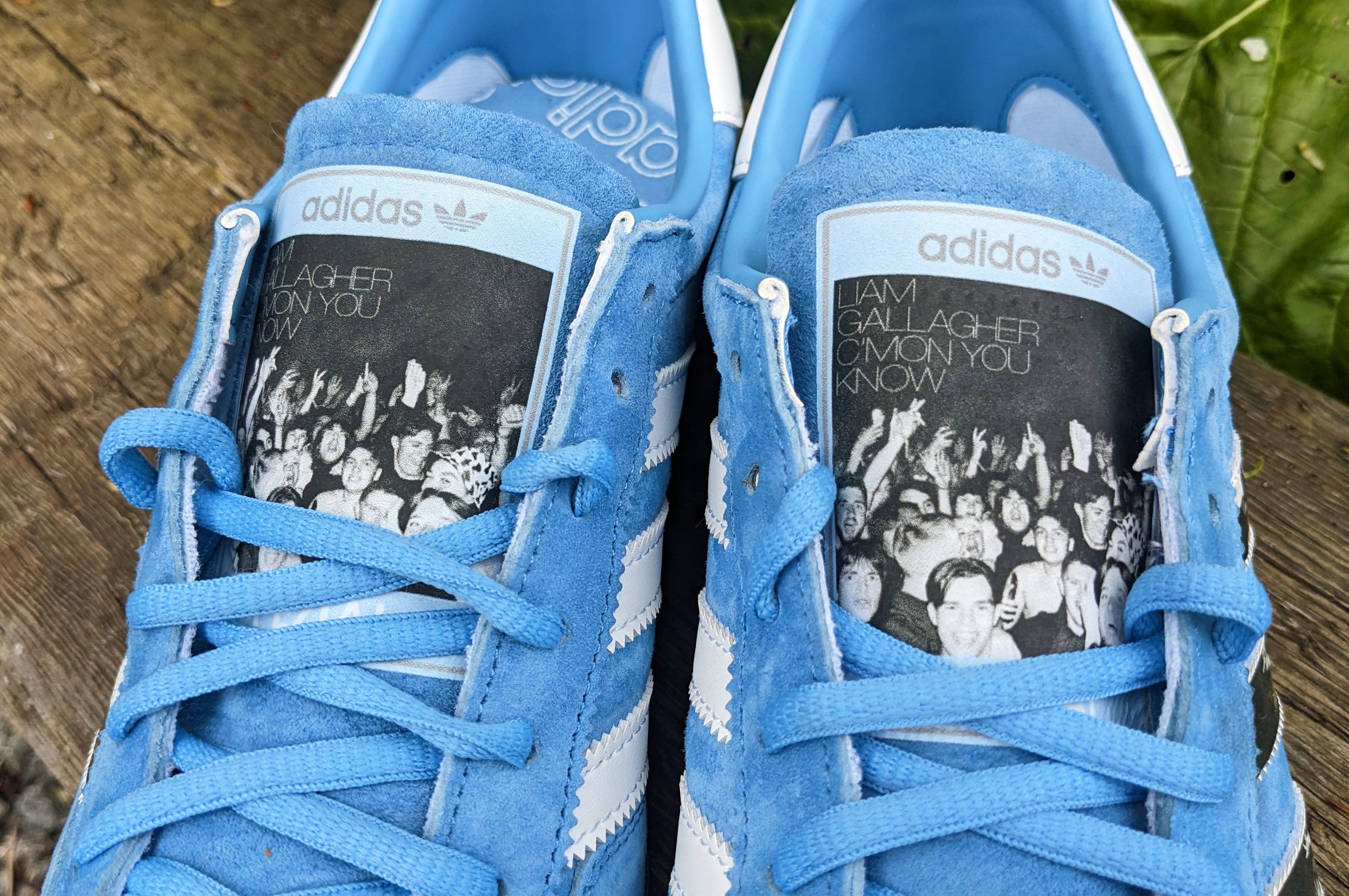 Limited edition Liam Gallagher C`mon you know  blue / white suede Adidas Handball Spezial trainers  / sneakers